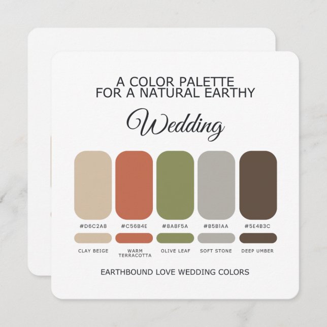 Earth Tone Wedding Color Palette Card (Front/Back)