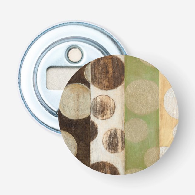 Earth Tone Wood Panel Painting with Circles Bottle Opener (Front)