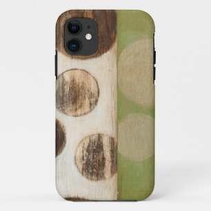Earth Tone Wood Panel Painting with Circles iPhone 11 Case