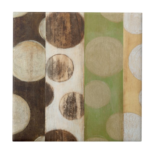 Earth Tone Wood Panel Painting with Circles Ceramic Tile (Front)