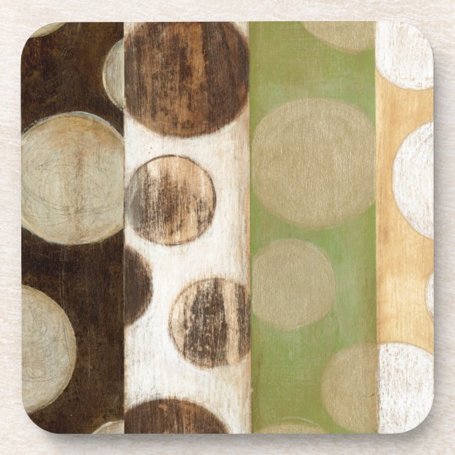 Earth Tone Wood Panel Painting with Circles Coaster (Front)