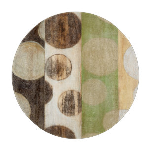 Earth Tone Wood Panel Painting with Circles Cutting Board