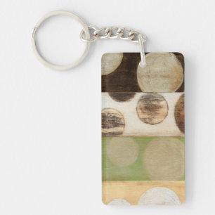 Earth Tone Wood Panel Painting with Circles Key Ring