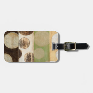 Earth Tone Wood Panel Painting with Circles Luggage Tag