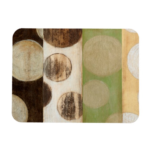 Earth Tone Wood Panel Painting with Circles Magnet (Horizontal)