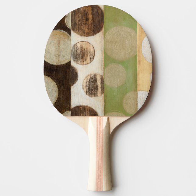 Earth Tone Wood Panel Painting with Circles Ping Pong Paddle (Front)
