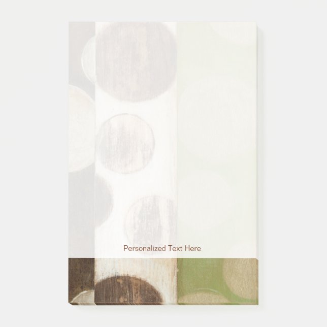 Earth Tone Wood Panel Painting with Circles Post-it Notes (Front)