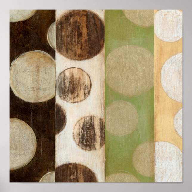 Earth Tone Wood Panel Painting with Circles Poster (Front)
