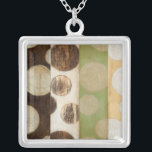 Earth Tone Wood Panel Painting with Circles Silver Plated Necklace<br><div class="desc">Created by Norman Wyatt, Jr., this painting was made utilising the French process known as Giclee to spray ink droplets onto a canvas. Get lost in the concentric circles, the melding of earth tone colours across the painting, or the wood panel look of the piece. A great purchase for anyone...</div>