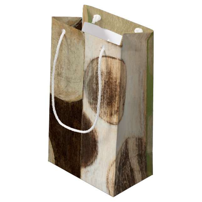 Earth Tone Wood Panel Painting with Circles Small Gift Bag (Back Angled)