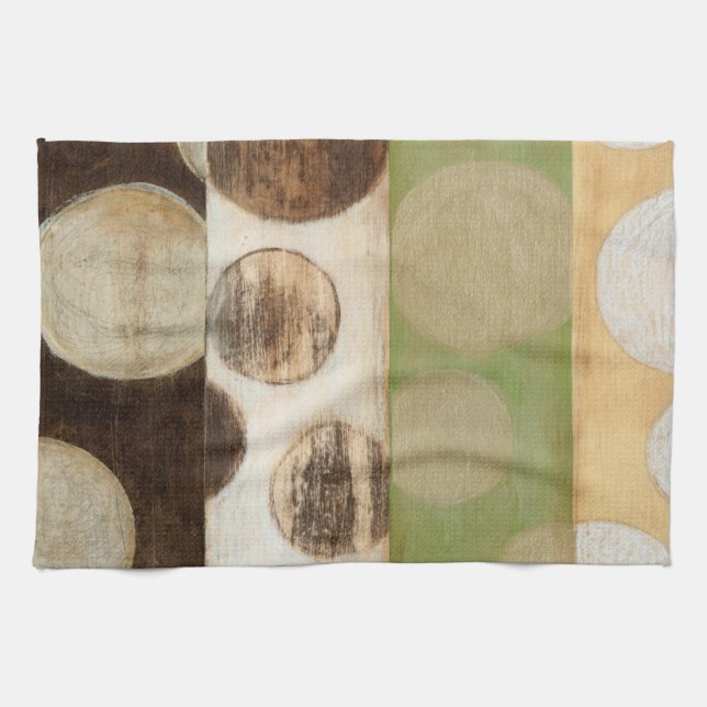Earth Tone Wood Panel Painting with Circles Tea Towel (Horizontal)