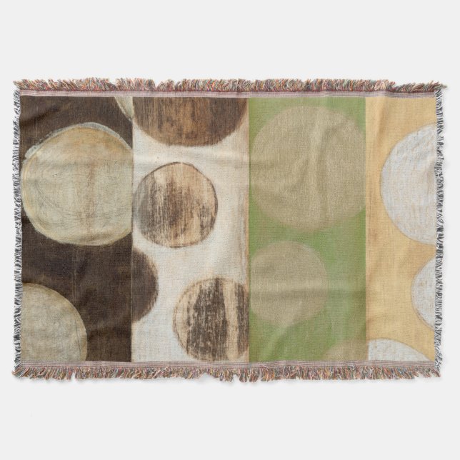 Earth Tone Wood Panel Painting with Circles Throw Blanket (Front)