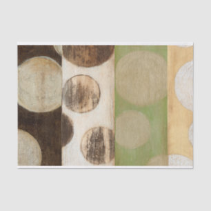 Earth Tone Wood Panel Painting with Circles Tissue Paper
