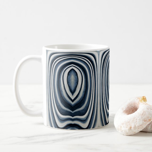 Earth Toned Blue Abstract Pattern Coffee Mug (With Donut)