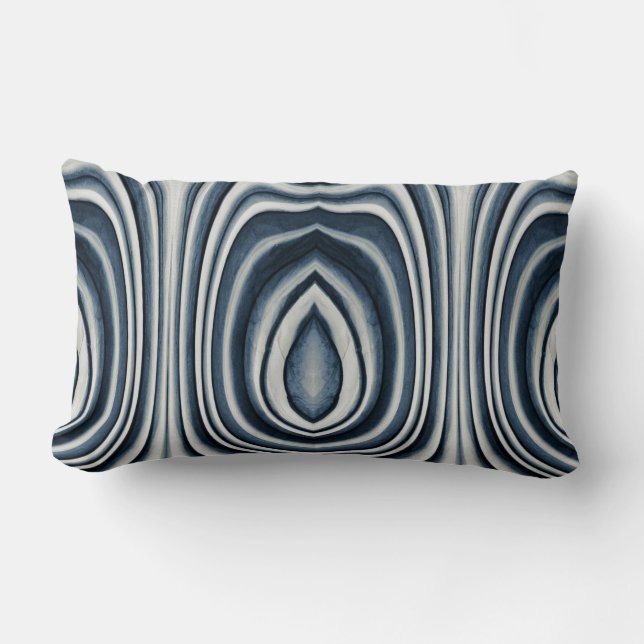 Earth Toned Blue Abstract Pattern Lumbar Cushion (Front)