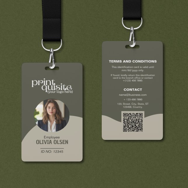 Earth Toned Event/Employee ID Card—QR Code Staff ID Badge (Creator Uploaded)
