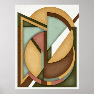 Earth-Toned Geometric Harmony Mid-Century Poster