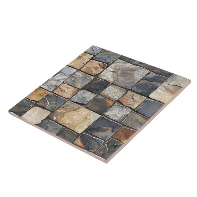 Earth-Toned Grouted Flagstone Tiles (Side)