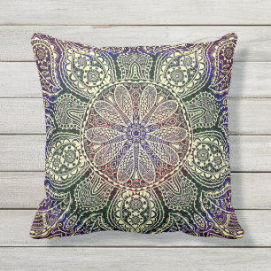 Earth Toned Mandala Outdoor Pillow