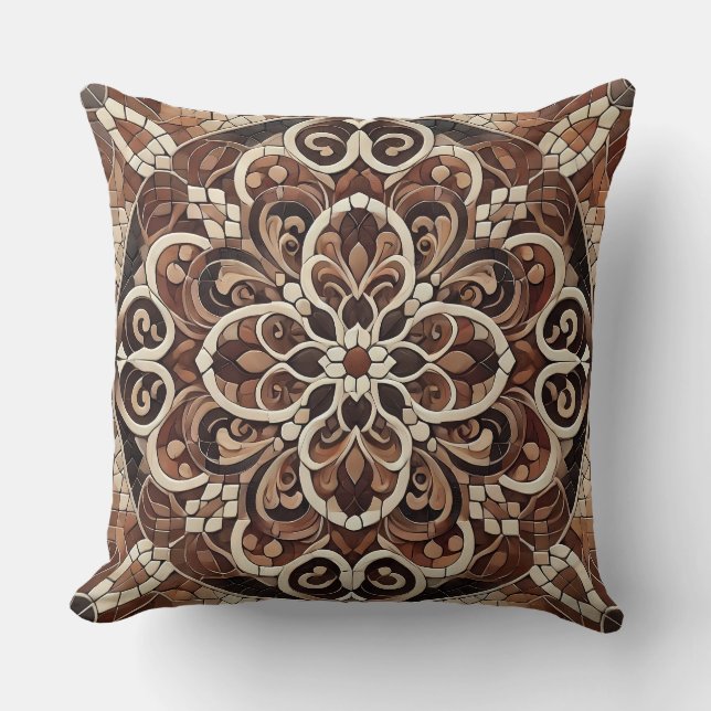 Earth-toned Mandala Pattern: Harmony of Nature Cushion (Front)