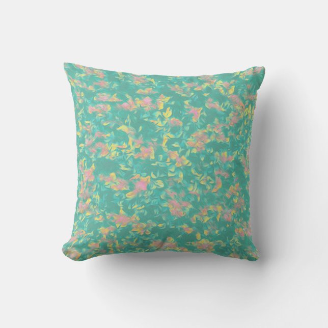 Earth Toned Multi-Colour Floral Pattern Cushion (Front)