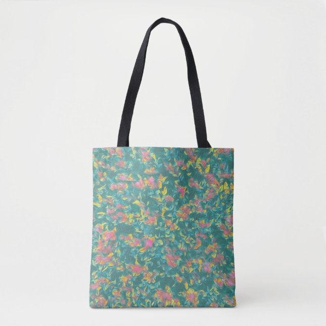 Earth Toned Multi-Colour Floral Pattern Tote Bag (Front)