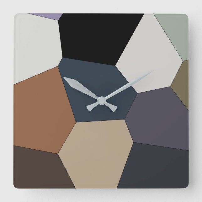 Earth Toned Pattern Square Wall Clock (Front)