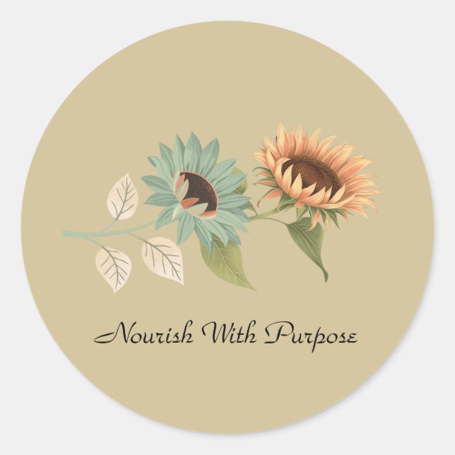 Earth Toned Sunflower Soft Floral Planner Classic Round Sticker (Front)