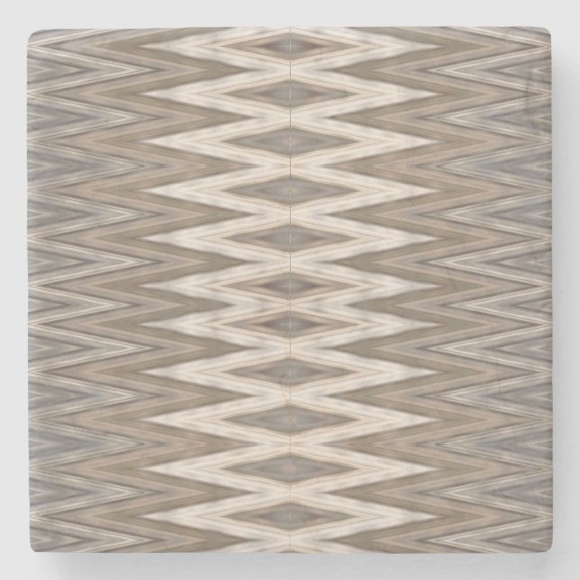 Earth Toned Wavy Pattern Stone Coaster (Front)