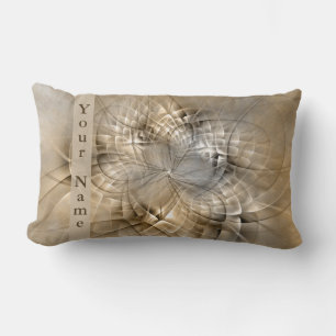 Earth Tones Abstract Modern Fractal Art Name Lumbar Cushion