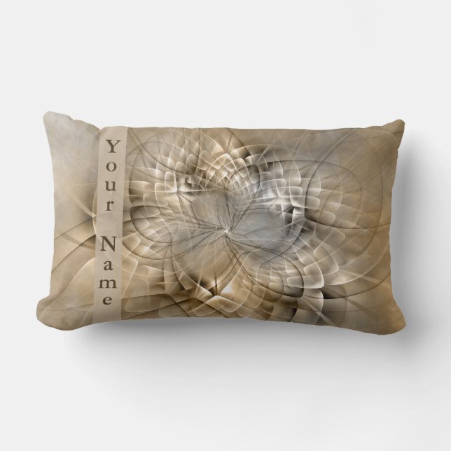 Earth Tones Abstract Modern Fractal Art Name Lumbar Cushion (Front)