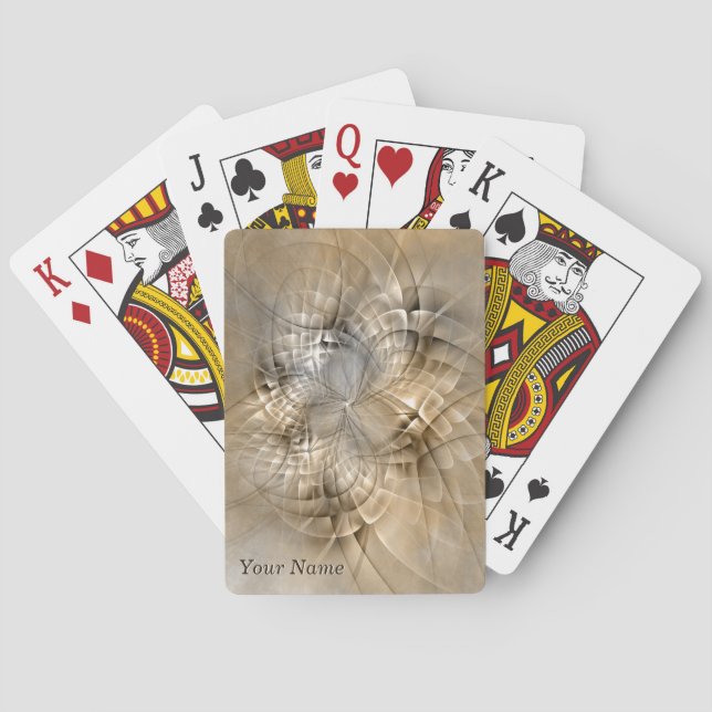 Earth Tones Abstract Modern Fractal Art Name Playing Cards (Back)