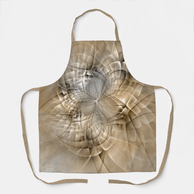 Earth Tones Abstract Modern Fractal Art Texture Apron (Front)