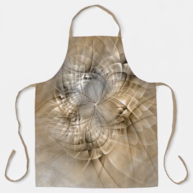 Earth Tones Abstract Modern Fractal Art Texture Apron (Front)