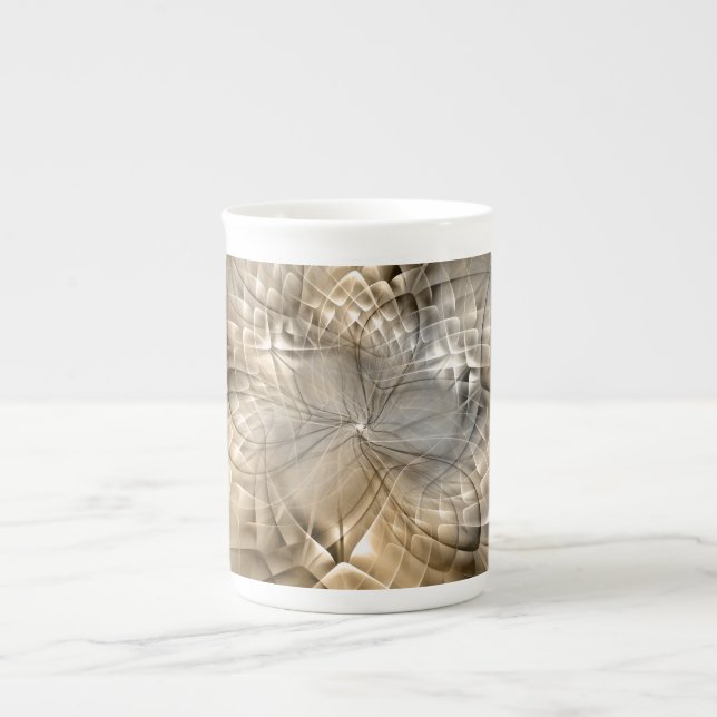 Earth Tones Abstract Modern Fractal Art Texture Bone China Mug (Front)