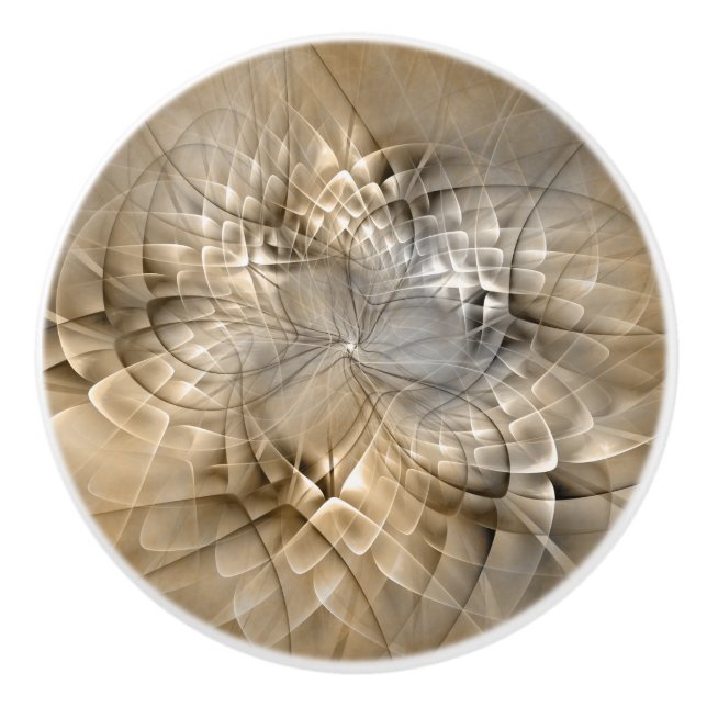 Earth Tones Abstract Modern Fractal Art Texture Ceramic Knob (Front)