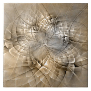Earth Tones Abstract Modern Fractal Art Texture Ceramic Tile