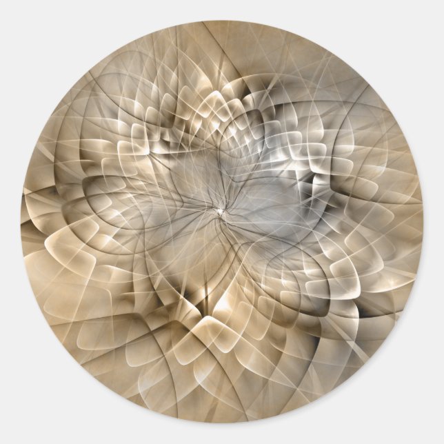 Earth Tones Abstract Modern Fractal Art Texture Classic Round Sticker (Front)