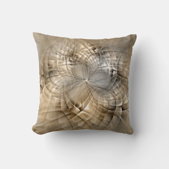 Earth Tones Abstract Modern Fractal Art Texture Cushion (Front)