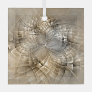 Earth Tones Abstract Modern Fractal Art Texture Glass Tree Decoration