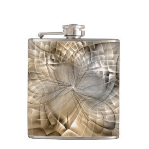 Earth Tones Abstract Modern Fractal Art Texture Hip Flask