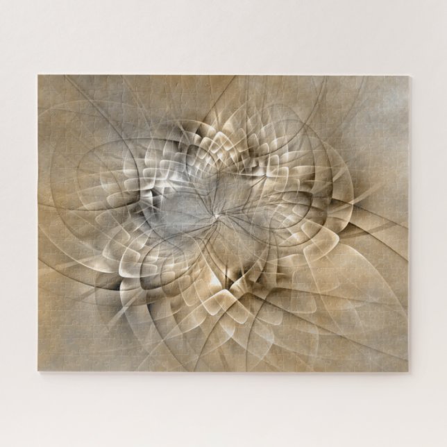 Earth Tones Abstract Modern Fractal Art Texture Jigsaw Puzzle (Horizontal)