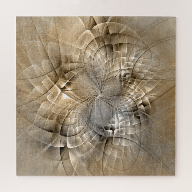 Earth Tones Abstract Modern Fractal Art Texture Jigsaw Puzzle (Horizontal)