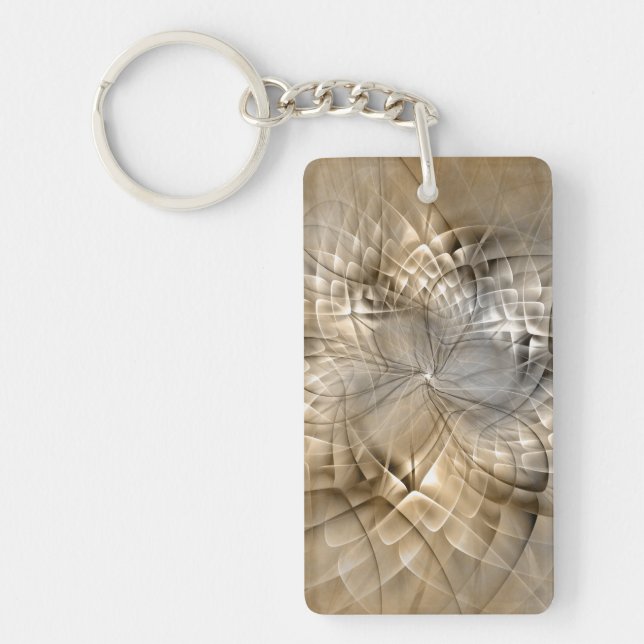 Earth Tones Abstract Modern Fractal Art Texture Key Ring (Front)