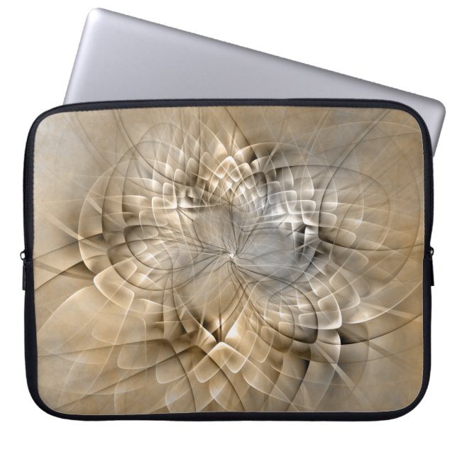 Earth Tones Abstract Modern Fractal Art Texture Laptop Sleeve (Front)