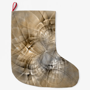 Earth Tones Abstract Modern Fractal Art Texture Large Christmas Stocking