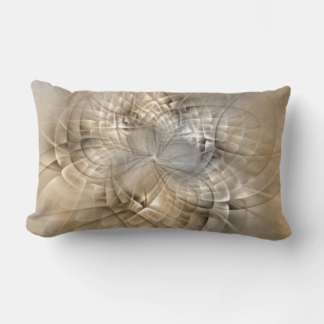 Earth Tones Abstract Modern Fractal Art Texture Lumbar Cushion (Front)