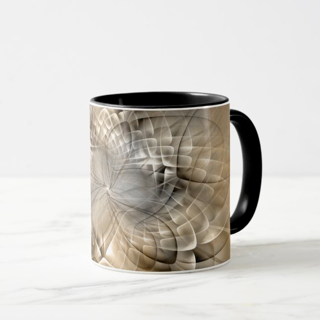 Earth Tones Abstract Modern Fractal Art Texture Mug (Front Right)