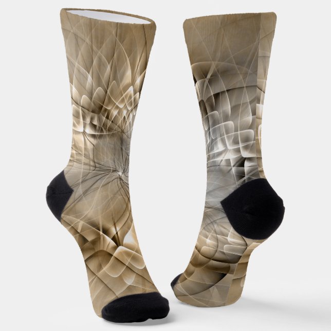 Earth Tones Abstract Modern Fractal Art Texture Socks (Angled)