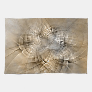 Earth Tones Abstract Modern Fractal Art Texture Tea Towel